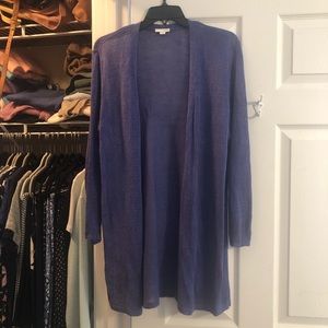 J Jill Purple Linen Blend Cardigan EUC